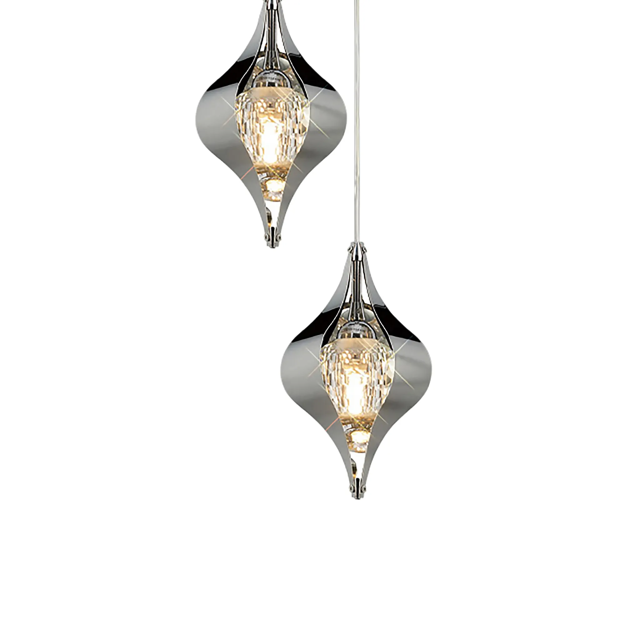 Amano 25cm Round Pendant, 5 Light Adjustable G9, Polished Chrome/Crystal IL31852CH  Diyas Amano